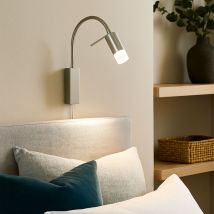 Wandlampe Bettleuchte Schlafzimmerlampe led Leseleuchte flexibel silber h 40 cm