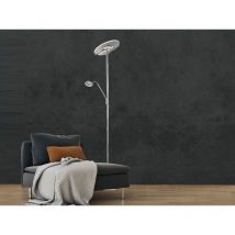 Led Deckenfluter dent Silber mit Leselampe dimmbar - Höhe 180cm