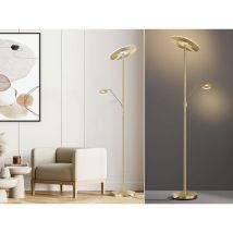 LED Deckenfluter DENT Messing mit Leselampe dimmbar, Höhe 180cm