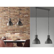 Pendelleuchte london Industrial 2-flammig in Schwarz / innen Silber, b: 90cm