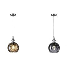 Suspension – HONSEL – Verre fumé ou ambré – Métal nickel mat – E27 – 20 cm – Luminaire d'intérieur