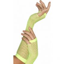 Fishnet Gloves, Neon Green, Long - 34880