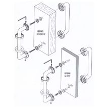 Fissaggio Maniglione Valli & Valli – VX0523 – Sistema di fissaggio a coppia per porte in legno e vetro – Entraxe: 45-65 mm, Spessore vetro: 8-12 mm