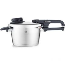 Vitavit Premium Pentola a pressione in acciaio inox 2.5 l, 18 cm, 4 livelli di cottura, incluso inserto, adatta a fornelli a induzione - Fissler