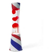 Lampada lava Barber shop. Base Barber, liquido trasparente e lava rossa. Lampada ad effetto rilassante. Con lampadina di ricambio. 11 cm x 11cm x