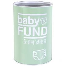 Originale salvadanaio con messaggio.Grande salvadanaio in acciaio per adulti.Salvadanaio in peltro per regali. (Baby fund, blu) - Fisura