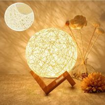 Cozevdnt - Veilleuse led, Lampe de Chevet, Lampe d'Ambiance de Chambre en Rotin et Bois, usb Rechargeable