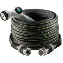 Force 5/8' 30 m, Tuyau d'Arrosage pour Jardin, Compact, Léger et Résistant, pour Usage Intensif, avec Pistolet Multijet - Fitt