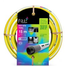 Nts tobby 5/8' (15 mm) 15 m - Tuyau d'Arrosage pour Jardins pour Utilisation Intensive, avec Lance à Débit Réglable et Raccords - Fitt