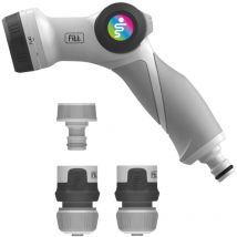 Fitt - Set aus 1 Multijet-Gießpistole, 2 Schnellkupplungen (1 ausgestattet mit Aquastop) und 3/4" Hahnverbinder