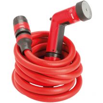 Yoyo 15 m, Flexibler Wasserschlauch für den Garten, mit Multifunktions-Pistole, Rot - Fitt