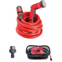 FITT YOYO PLUS 10 m, Tuyau d'Arrosage de Jardin Extensible pour Arrosage avec Pistolet Multi-Jet, Adaptateur de Robinet et Crochet pour Clôtures