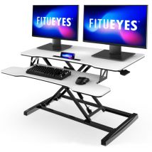 B ̈¹ro Sitz Steh Computertisch Hhenverstellbar Stehpult mit Tastaturablage Geeignet f ̈¹r Zwei Monitore (Wei, 36'/92cm) - Fitueyes