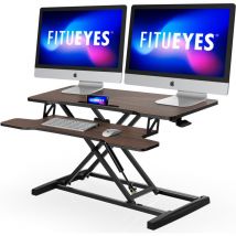 B ̈¹ro Sitz Steh Computertisch Hhenverstellbar Stehpult mit Tastaturablage Geeignet f ̈¹r Zwei Monitore (Braun, 36'/91.5cm) - Fitueyes