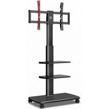 Fitueyes - Chariot tv Mobile avec Socle en Bois Support tv Roulant sur roulettes pour écran de 32 'à 65' Support réglable en Hauteur 40 kg Max vesa