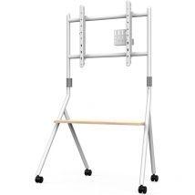 Fitueyes - design Support tv Roulettes pour tv de 55 60 65 75 78 pouces avec Etagères de Rangement en Bois Hauteur Réglable 1100-1300mm série