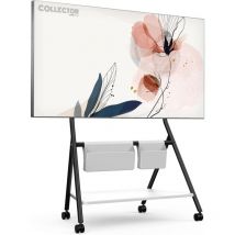 FITUEYES DESIGN Support TV Roulettes pour TV de 55 60 65 75 78 pouces avec Etagères de Rangement et Sac en Bois série COLLECTOR Noir