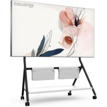 Fitueyes - design Support tv Roulettes pour tv de 65 75 78 88 pouces avec Etagères de Rangement et Sac en Bois série collector Noir