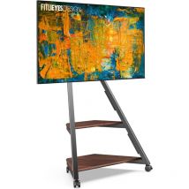FITUEYES Design TV Stnder Rollbar TV Stand mit Rollen Ablagen f ̈¹r 32 40 43 50 55 65 Zoll Flach & Curved Fernseher bis zu 40kg TV Standfuss neigbar