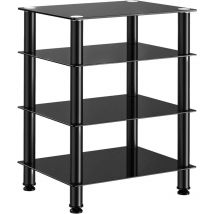 Fitueyes - Meuble HiFi à 4 Etagères en Verre Trempé et Aluminium Meuble Audio/Vidéo Capacité de Charge Max. 40KG Structure Solide AS406001GB