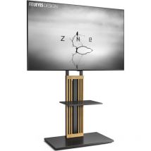 Fitueyes - Série zen Support tv Pied pour Ecran de 55 à 85 Pouces, en Bois Massif Hauteur Réglable sur 4 Niveaux, Angle Adjustable ±30°, Charge