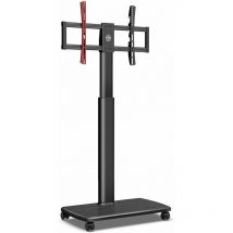 Tv Bodenstnder Rollbar mit Holzablage tv Standfu tv Stnder Fernsehstand mit Rollen hhenverstellbar schwenkbar f ̈¹r 32 bis 65 Zoll Flachbildschirm bis