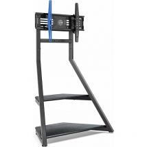 FITUEYES TV Standfuss Designer-Edition 43-75 Zoll Serie-Eiffel Moderner TV Stnder mit Ablagen aus Holz TV Staffelei Schwenkbar Hhenverstellbar