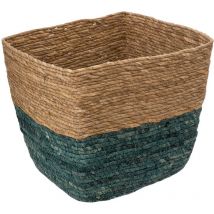 Panier paille 31x31cm mix n modul bleu pétrole - 5 Five