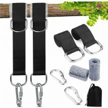 Lucky-88 - Fixation pour Balançoire Sangles, Accroche Hamac Arbre, Fixation pour Balançoire Sangles de Hamac avec 2 mousquetons à crochet en d et 2