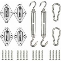 Fixations d'ombrage de Voile, Kit de Fixation pour Voile de Jardin, Kit de Fixation Voile d'ombrage, Kit de Fixation de Voile Solaire pour