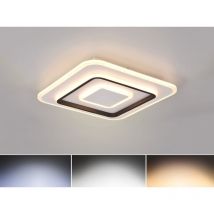 Reality Leuchten - Flache led Deckenleuchte jora Weiß mit Fernbedienung dimmbar, 39x39cm