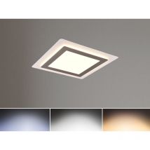 Trio Leuchten - Flache led Deckenleuchte morgan Silber Fernbedienung dimmbar Quadrat, 45cm