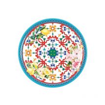 Flacher Teller mit 'Blumen und Zitrone'