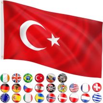 Bandiera, 30 bandiere diverse tra cui scegliere, dimensioni 120 cm x 80 cm, Turchia - Flagmaster