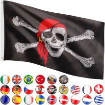 FLAGMASTER Bandiera, 30 bandiere diverse tra cui scegliere, dimensioni 120 cm x 80 cm, bandiera pirata Jolly Roger