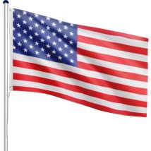 Flagmaster - Mástil de Bandera - de Estados Unidos, Portátil, 6,50 m, Altura Regulable en 5 Posiciones, Toma de Tierra, Aluminio - Astas de Bandera,