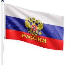 Flagmaster - Mástil de Bandera - de Rusia con Escudo, Portátil, 6,50m, Altura Regulable en 5 Posiciones, con Toma de Tierra, de Aluminio - Astas de