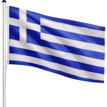 Flagmaster - Mástil de Bandera - de Grecia, Portátil, de 6,50 m, Altura Regulable en 5 Posiciones, con Toma de Tierra, de Aluminio - Astas de