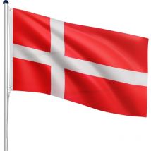 Flagmaster - Mástil de Bandera - de Dinamarca, Portátil, de 6,50 m, Altura Regulable en 5 Posiciones, con Toma de Tierra, de Aluminio - Astas de