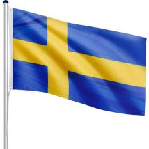 Flagmaster - Mástil de Bandera - de Suecia, Portátil, de 6,50 m, Altura Regulable en 5 Posiciones, con Toma de Tierra, de Aluminio - Astas de