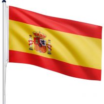 Flagmaster - Mástil de Bandera - de España, Portátil, de 6,50 m, Altura Regulable en 5 Posiciones, con Toma de Tierra, de Aluminio - Astas de