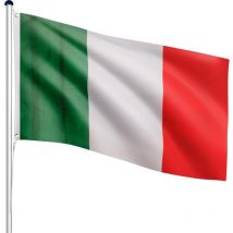 Flagmaster - Mástil de Bandera - de Italia, Portátil, de 6,50 m, Altura Regulable en 5 Posiciones, con Toma de Tierra, de Aluminio - Astas de