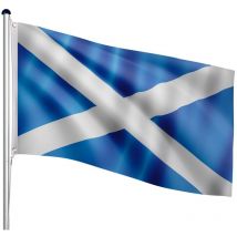 Flagmaster - Mástil de Bandera - de Escocia, Portátil, de 6,50 m, Altura Regulable en 5 Posiciones, con Toma de Tierra, de Aluminio - Astas de