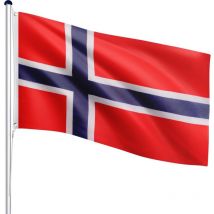 Flagmaster - Mástil de Bandera - de Noruega, Portátil, de 6,50 m, Altura Regulable en 5 Posiciones, con Toma de Tierra, de Aluminio - Astas de