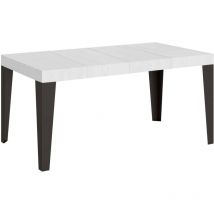 Ausziehbarer Tisch 90 x 140/244 cm, Gestell Flame Premium Esche weiß, Anthrazit