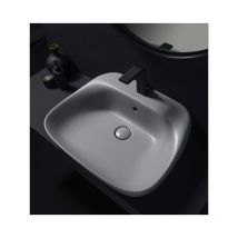 Flaminia - Lavabo cm 70 con piano rubinetteria da appoggio – sospeso- fluo Colore:: Cenere