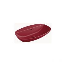 Flaminia - Lavabo cm 60 con piano rubinetteria da appoggio sospeso - nuda Colore:: Rosso Rubens