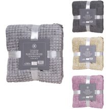 Flanell Wohndecke Waffeloptik 150x200cm bedruckt-M943132-Taupe-var