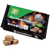 Accendifuoco ecologico Flash 32 cubetti in legno e cera accendigriglie per camini