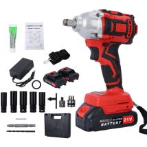 Elektro-Schlagschrauber, 520 N.m, 2 Akkus 1500 mAh, 1880 U/min, rot. - Flasidu